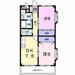 ハイムアルプス 2DKの間取図画像