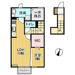リアンB 1LDKの間取図画像