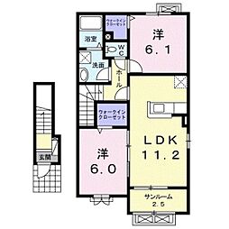 ヴィラージュS5 2LDKの間取図画像