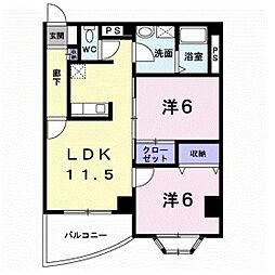 シャトーエテルネ 2LDKの間取図画像