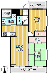 サンロード広上 2LDKの間取図画像