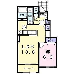 ハッピーハウス 1LDKの間取図画像