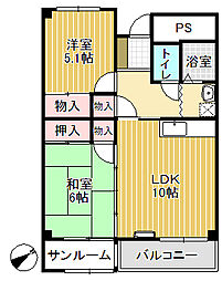 クオーレ 2LDKの間取図画像
