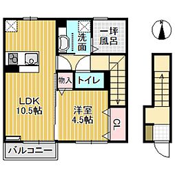 リアンA 1LDKの間取図画像