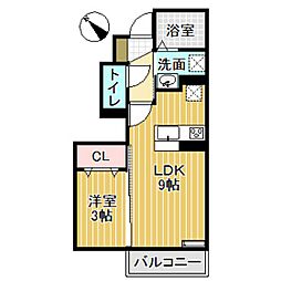 D-roomヴェルデ 1LDKの間取図画像