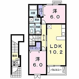 エトワール2棟 2LDKの間取図画像
