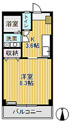 メゾンエクセル 1Kの間取図画像