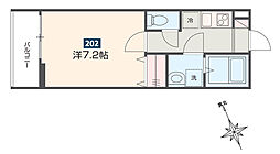 西武多摩川線 競艇場前駅 徒歩8分の賃貸アパート 2階1Kの間取り