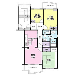 ヴェルデ四街道2号棟 3LDKの間取図画像
