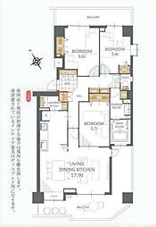 ヴィルフォーレ稲毛1番館 3LDKの間取図画像