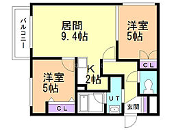 Jmms新光参番館 2LDKの間取図画像