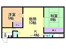 コーポみかみ2号 2LDKの間取図画像