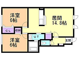アリビオ 2LDKの間取図画像