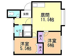ルポール入船壱番館 2LDKの間取図画像