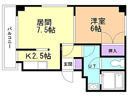 ラコートよいち 1LDKの間取図画像