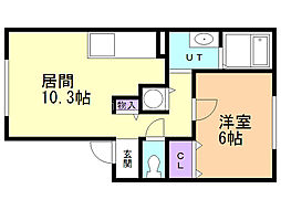 パールコート桜 1LDKの間取図画像