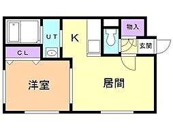 グランリオン 1DKの間取図画像