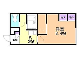 レオパレス南小樽 1Kの間取図画像
