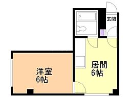 フロックス花園 1DKの間取図画像