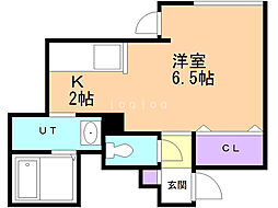 マリオット小樽緑A 1Kの間取図画像