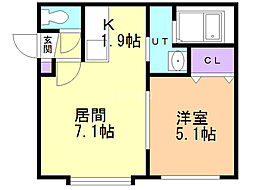 ドミール小樽 1DKの間取図画像