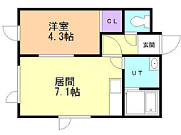 ウイングスクエア 1DKの間取図画像