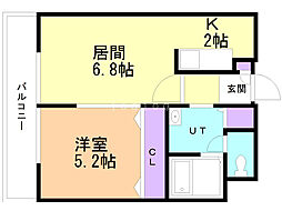 ホープ銭函 1LDKの間取図画像