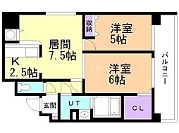 オタルベイサイドシティ8 2LDKの間取図画像