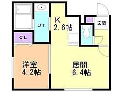 小樽駅前プレジデント 1LDKの間取図画像