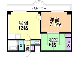 プレサント小樽花園 2LDKの間取図画像