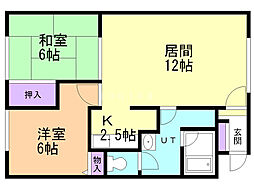 ウェルハイツ桜 2LDKの間取図画像