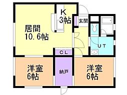 ハイツY2K 2LDKの間取図画像