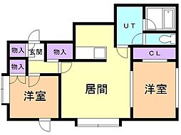 Y2Kプラス 2LDKの間取図画像