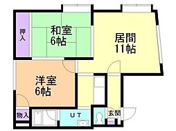シャトーフロントナック 2LDKの間取図画像