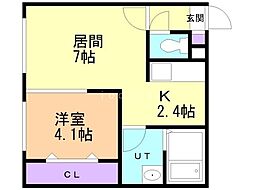 Y'sフロント 1LDKの間取図画像