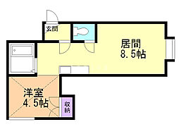 AMS緑B 1LDKの間取図画像