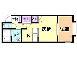 ヴィアス 1DKの間取図画像