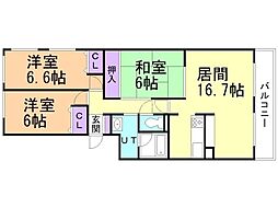 サーム朝里が丘 3LDKの間取図画像