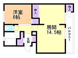 リバティア奥沢 1LDKの間取図画像