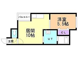 ユーファー水天宮 1LDKの間取図画像