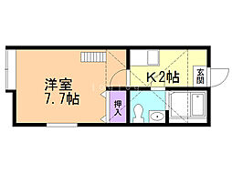 M&Mヒルズ花園 1Kの間取図画像