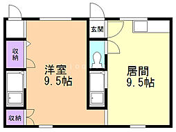 コーポはまなす 1DKの間取図画像