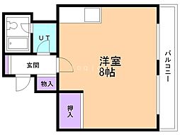 ウエスト・ナカハシ ワンルームの間取図画像