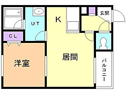 メルクリウス 1LDKの間取図画像