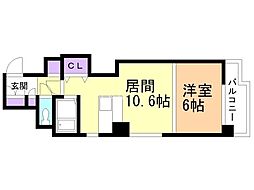エクシード花園 1LDKの間取図画像