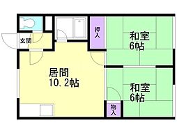 サンハイツ 2LDKの間取図画像