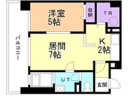 オタルベイサイドシティ7 1DKの間取図画像