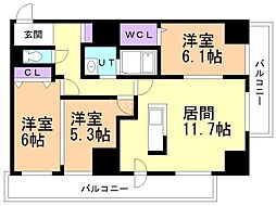 ベイコート小樽オーシャンヒルズ 3LDKの間取図画像