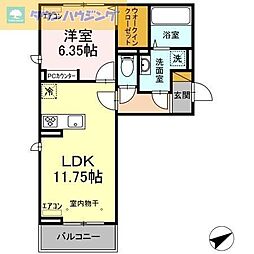 JR外房線 鎌取駅 徒歩20分の賃貸アパート 3階1LDKの間取り