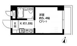 カレッジハイツ稲毛 2階1Kの間取り
